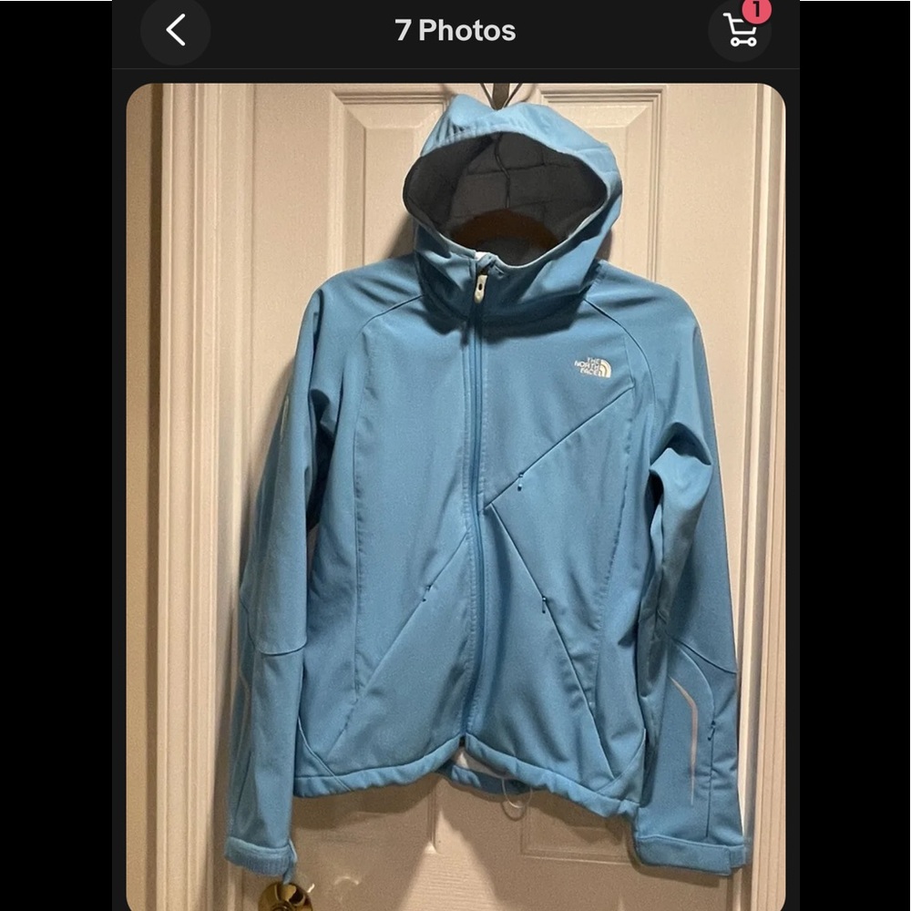 North Face Women Medium Light Blue Ski Jacket Apex REECO Avalanche EUC